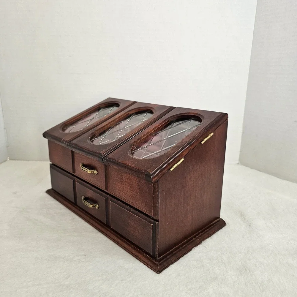 🖤Vintage wooden musical jewelry box